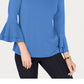 Charter Club Blusa Feminina Manga Sino com Decote em V Azul Tamanho XXG