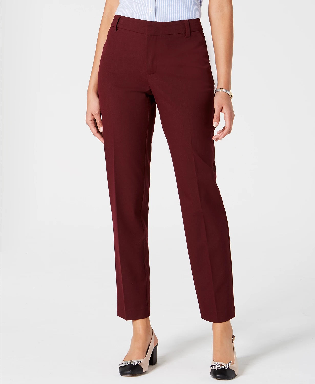 Calça feminina justa no tornozelo Charter Club, tamanho 6, vinho