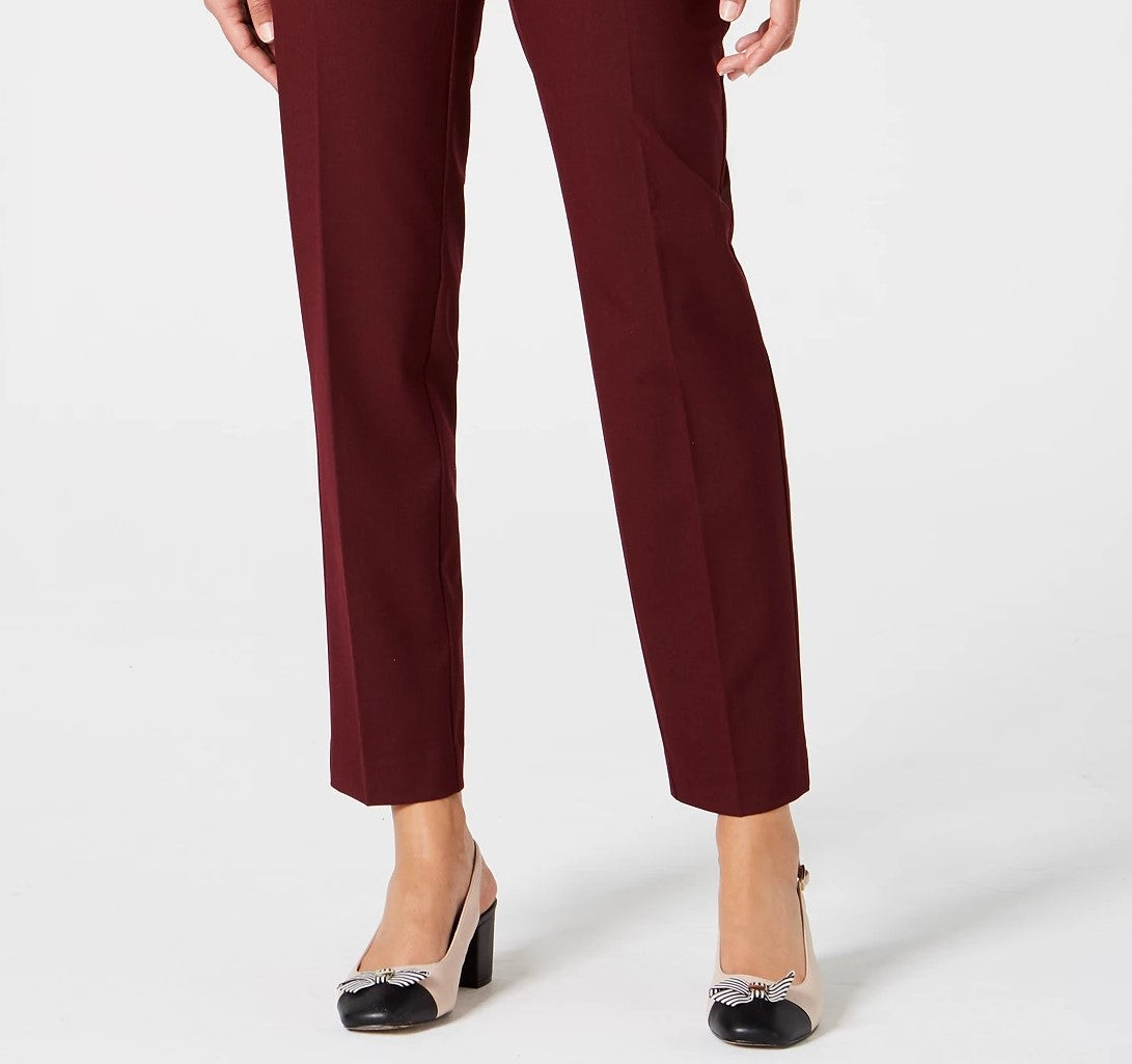 Calça feminina justa no tornozelo Charter Club, tamanho 6, vinho