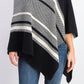 Poncho feminino listrado de caxemira Charter Club Chevron, preto, tamanho regular