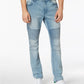Calça jeans masculina American Rag Slim Fit Stretch Destroyed Moto Azul Tamanho 38X32