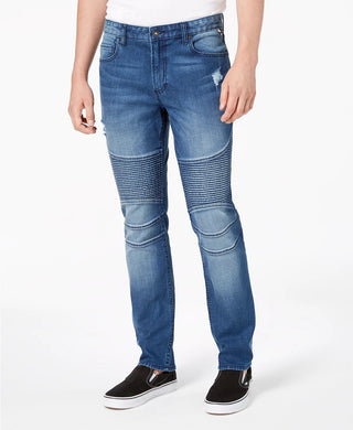 Calça jeans masculina American Rag Slim Fit Moto Azul Tamanho 36X34