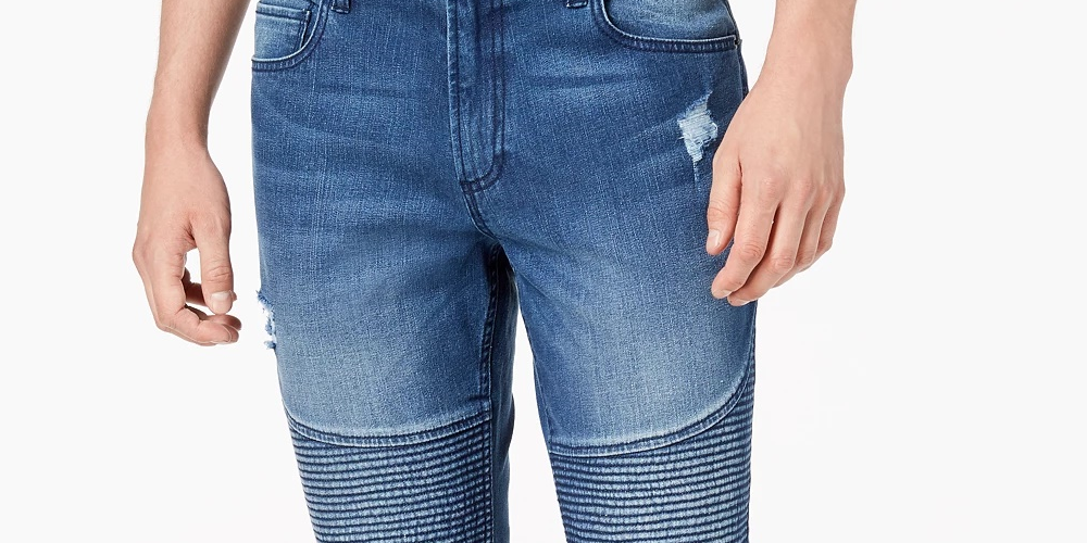 Calça jeans masculina American Rag Slim Fit Moto Azul Tamanho 36X34