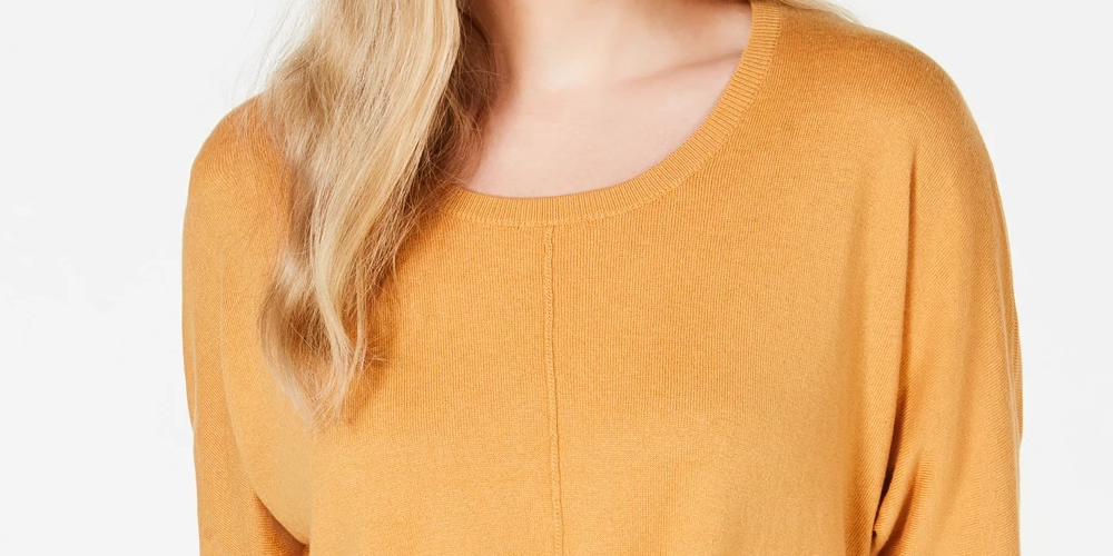 Suéter feminino com amarração frontal, estilo &amp; co, laranja, tamanho médio