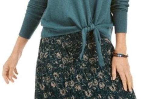 Suéter feminino estilo &amp; co com amarração frontal, tamanho pequeno, verde, médio