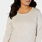 Blusa feminina de manga comprida e gola redonda, estilo &amp; co, marrom, tamanho médio