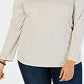 Blusa feminina de manga comprida e gola redonda, estilo &amp; co, marrom, tamanho médio