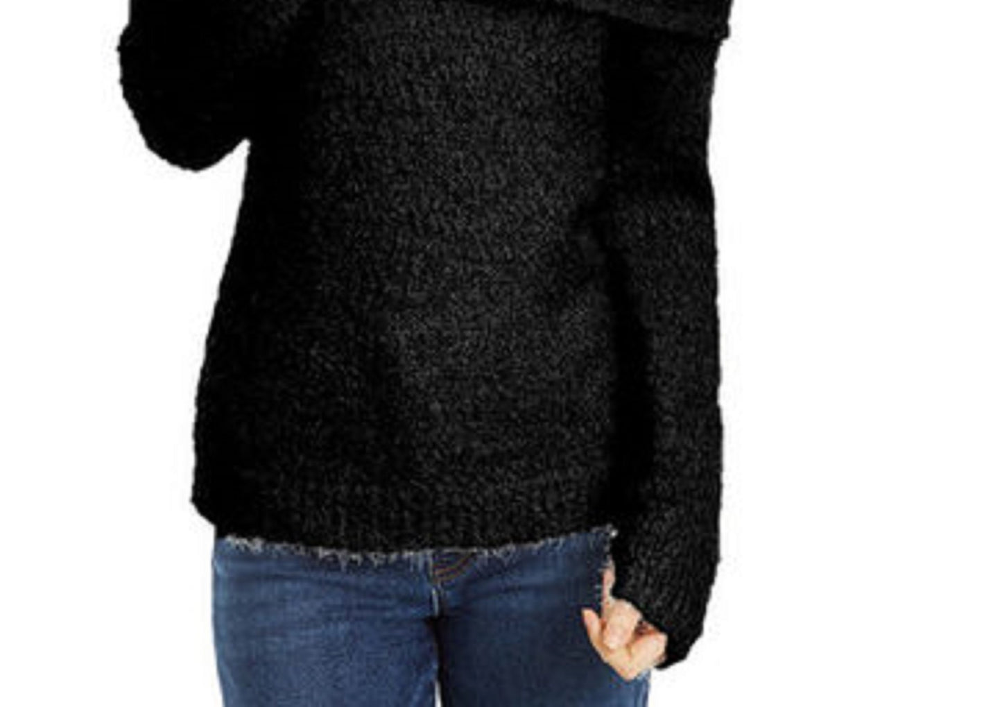 Suéter feminino INC Chenille com gola alta, preto, tamanho pequeno