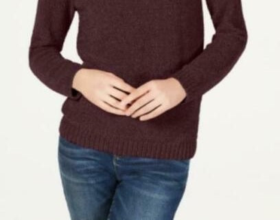 Suéter feminino de gola alta em chenille da INC International Concepts, tamanho médio, vermelho