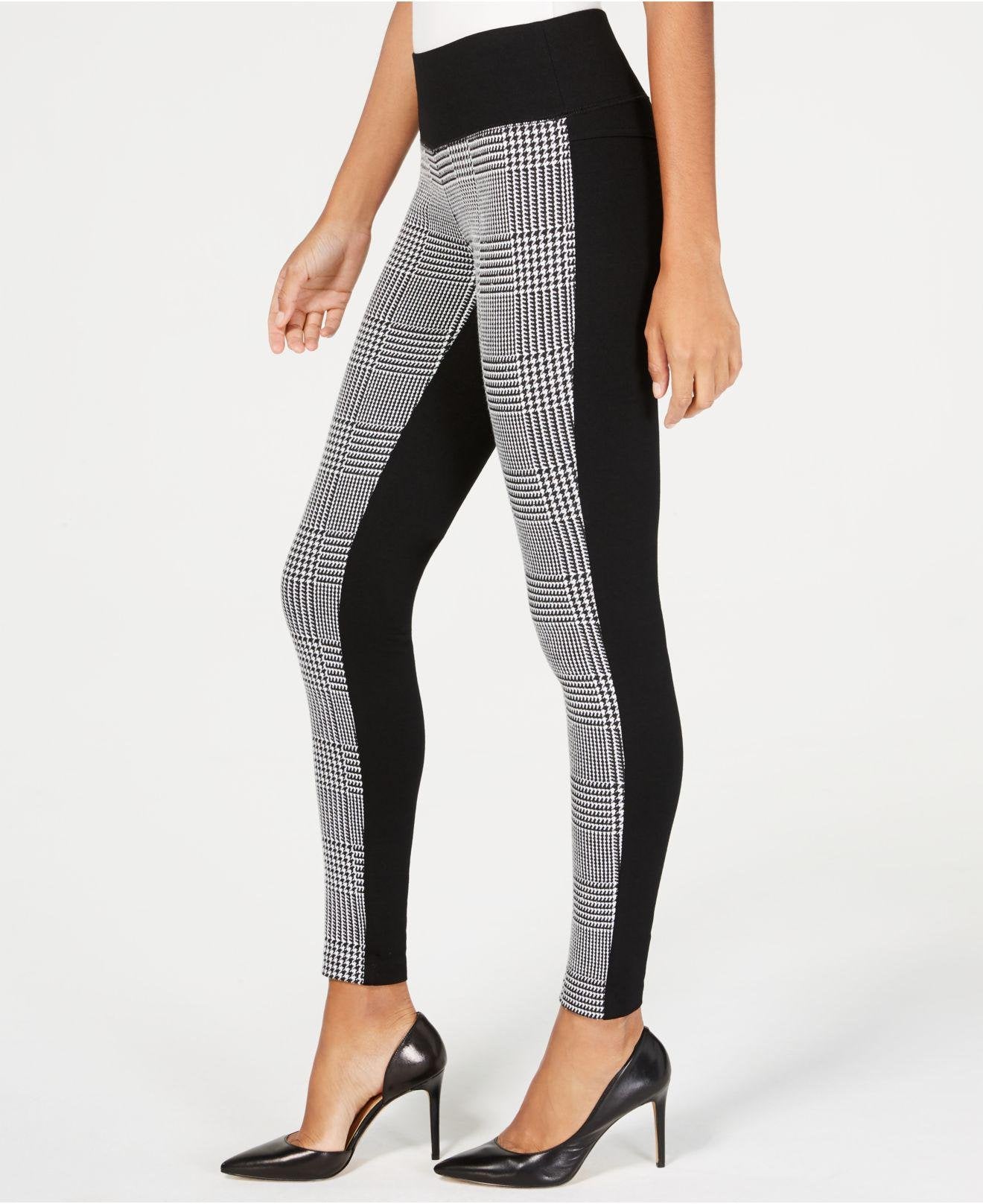 Legging feminina INC International Concepts Petite Houndstooth Front Ponte Back, preta, tamanho 0P
