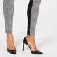 Legging feminina INC International Concepts Petite Houndstooth Front Ponte Back, preta, tamanho 0P