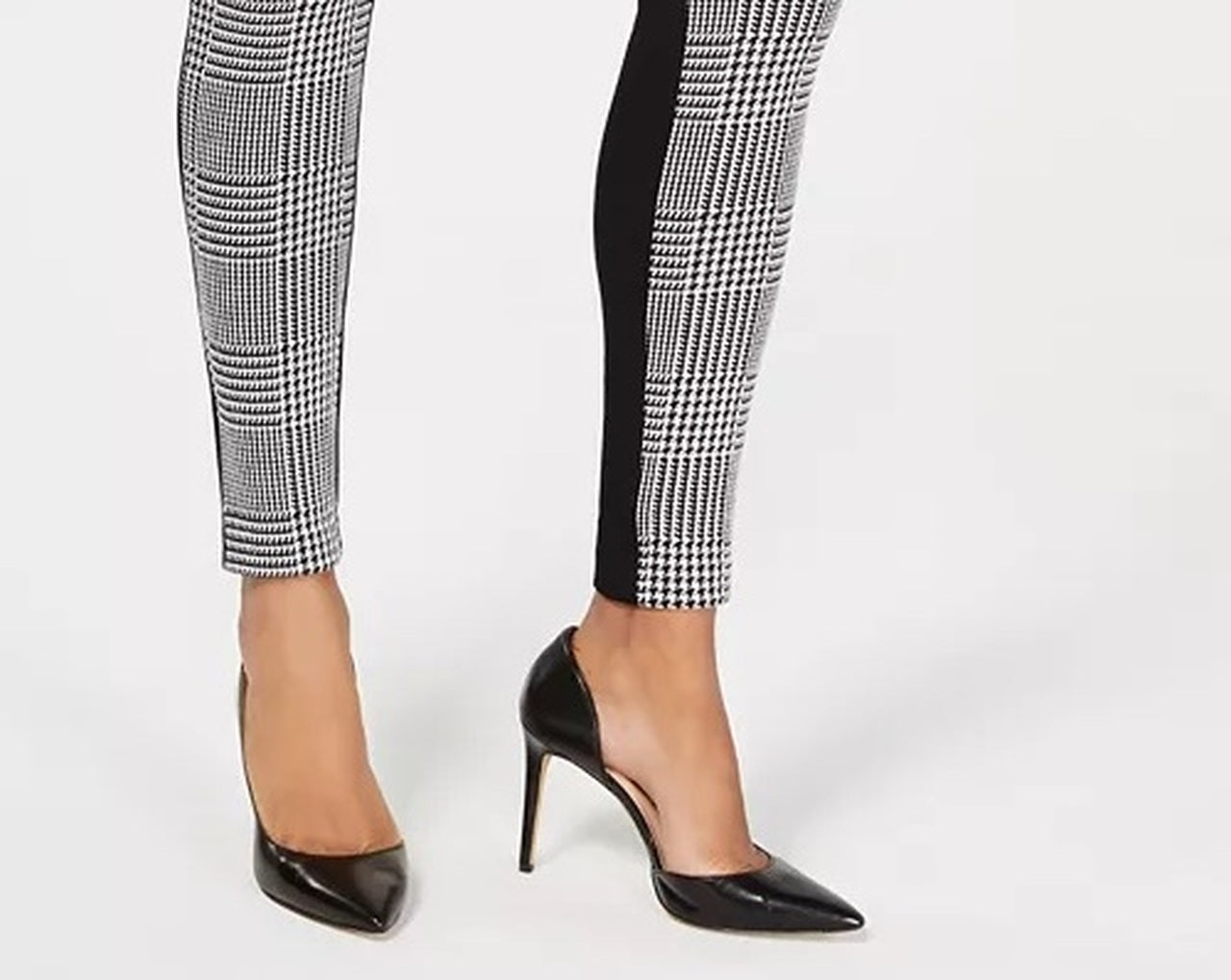 Legging feminina INC International Concepts Petite Houndstooth Front Ponte Back, preta, tamanho 0P