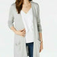 Cardigan longo de malha com frente aberta Maison Jules feminino, cinza, tamanho extragrande