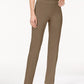Calça feminina justa com controle de barriga e ajuste na cintura JM Collection, tamanho grande, marrom
