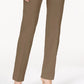 Calça feminina justa com controle de barriga e ajuste na cintura JM Collection, tamanho grande, marrom