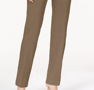 Calça feminina justa com controle de barriga e ajuste na cintura JM Collection, tamanho grande, marrom
