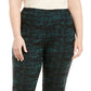 Calça feminina plus size jacquard verde, tamanho 20W, da coleção JM