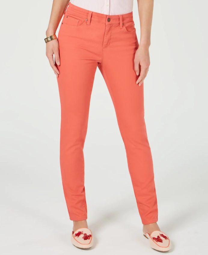 Calça jeans feminina Lexington reta, rosa, tamanho 14, Charter Club