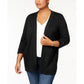 Karen Scott Cardigan feminino de algodão aconchegante, preto, tamanho pequeno