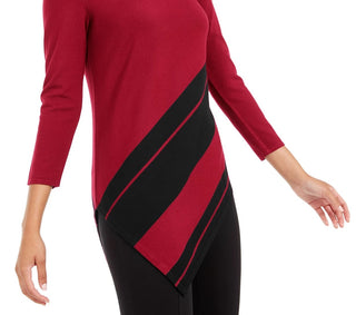 Túnica feminina Alfani Petite listrada assimétrica preta tamanho Petite