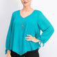 Blusa feminina com colar assimétrico JM Collection, azul, tamanho pequeno