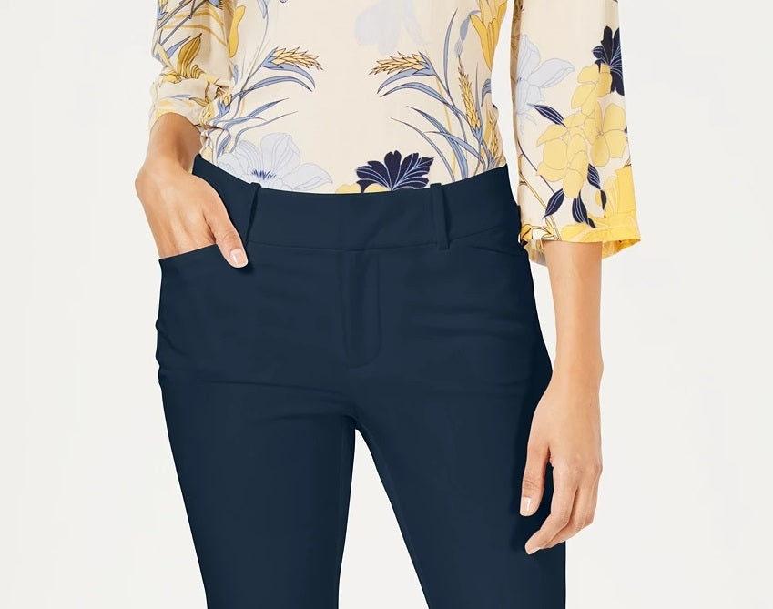 Calça feminina Charter Club Newport Tummy-Control Slim-Fit Azul Tamanho 14