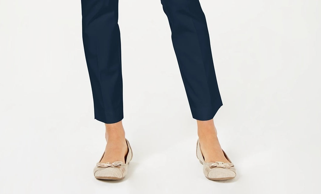 Calça feminina Charter Club Newport Tummy-Control Slim-Fit Azul Tamanho 14