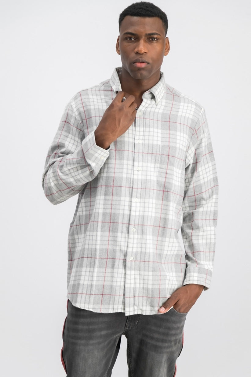 Camisa de flanela masculina Club Room cinza tamanho pequeno