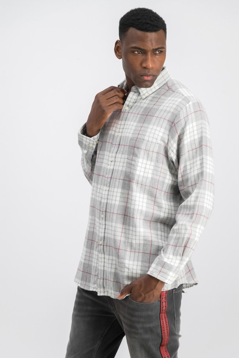 Camisa de flanela masculina Club Room cinza tamanho pequeno