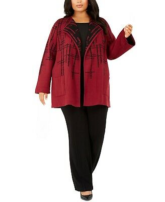 Jaqueta suéter feminina Alfani Double-Knit Malbec Speckled tamanho X-Large