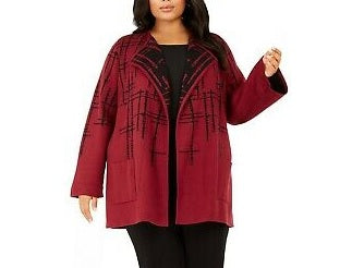 Jaqueta suéter feminina Alfani Double-Knit Malbec Speckled tamanho X-Large