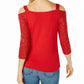 Blusa feminina com lantejoulas e ombros descobertos, tamanho médio, vermelha, da INC International Concepts