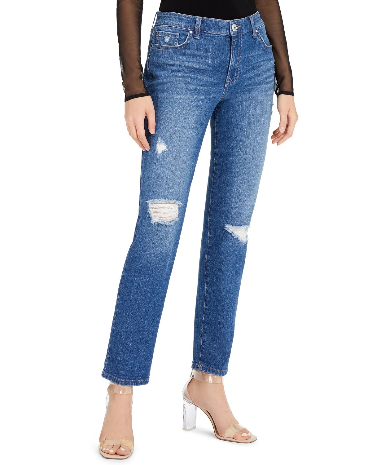 Calça jeans curta feminina estilo boyfriend, da INC International Concepts, azul brilhante, tamanho 0