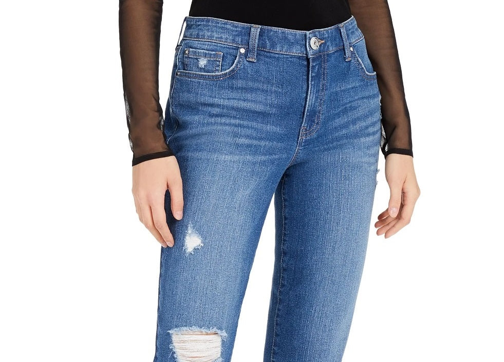Calça jeans curta feminina estilo boyfriend, da INC International Concepts, azul brilhante, tamanho 0