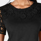 Camiseta feminina Charter Club de algodão com renda e detalhes, preta, tamanho X-S
