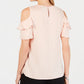 Blusa feminina com babados e ombros de fora, tamanho médio, laranja, da coleção JM