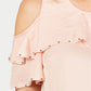 Blusa feminina com babados e ombros de fora, tamanho médio, laranja, da coleção JM