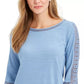 Top de crochê feminino Charter Club com detalhes, tamanho médio, azul, extra grande