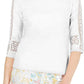 Top de crochê feminino Charter Club com detalhes, branco, tamanho pequeno