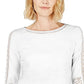 Top de crochê feminino Charter Club com detalhes, branco, tamanho pequeno