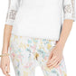 Top de crochê feminino Charter Club com detalhes, branco, tamanho pequeno