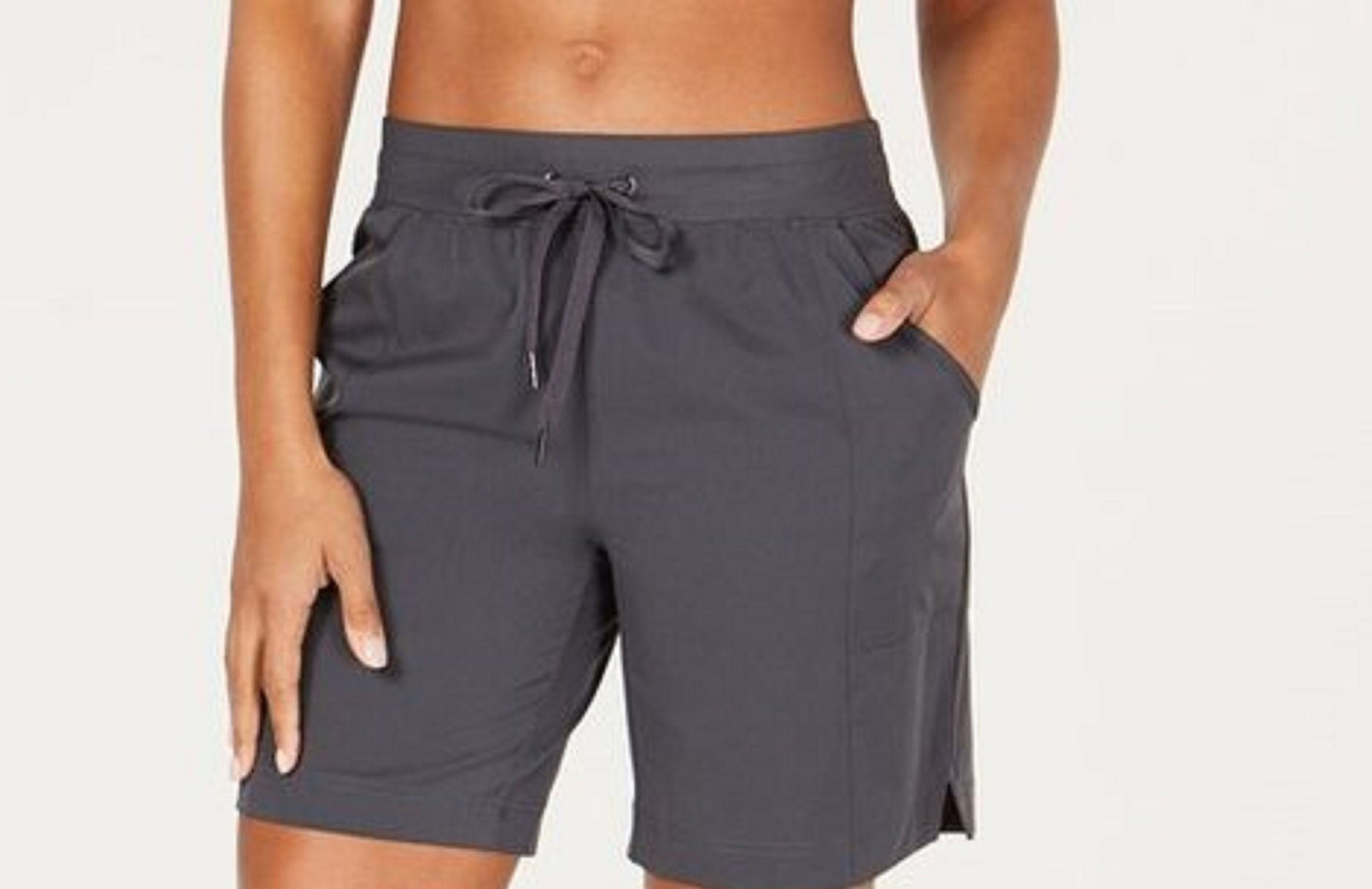 Shorts femininos Ideology 7" em tecido cinza escuro, tamanho pequeno