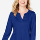 Camiseta feminina Charter Club Supima Cotton com decote aberto, azul, tamanho XXG