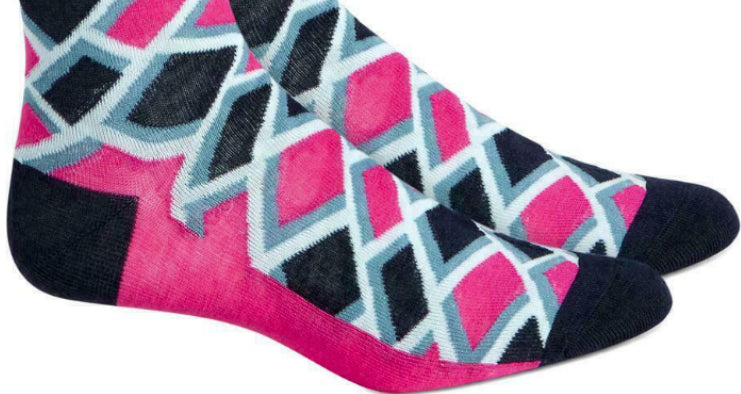 Meias Alfani Masculinas Diamond Rosa Tamanho Regular