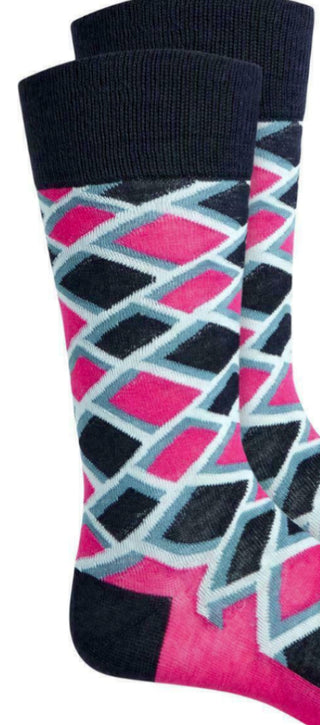 Meias Alfani Masculinas Diamond Rosa Tamanho Regular