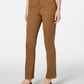 Calça jeans feminina Lexington reta Charter Club, marrom médio, tamanho 4, pequena