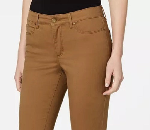 Calça jeans feminina Lexington reta Charter Club, marrom médio, tamanho 4, pequena