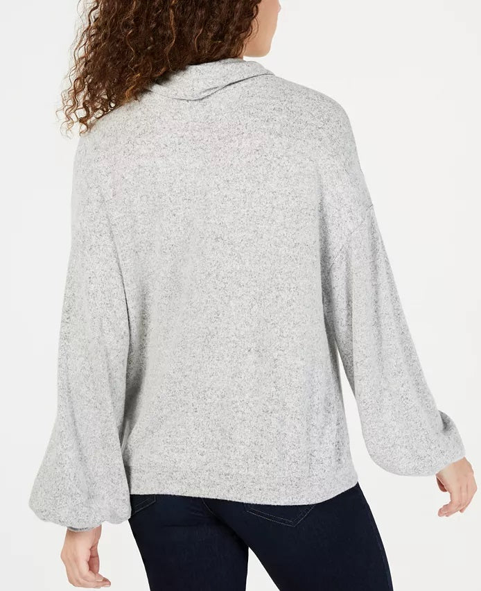 Blusa de malha com gola alta feminina INC International Concepts, cinza, tamanho pequeno