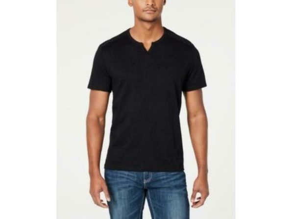 Camiseta masculina com nervuras e fenda INC International Concepts, preta, tamanho XX-G