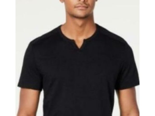 Camiseta masculina com nervuras e fenda INC International Concepts, preta, tamanho XX-G